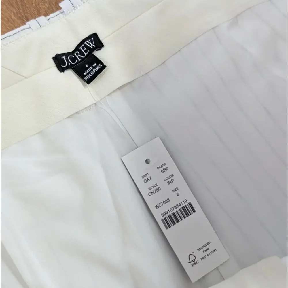 J.Crew Pleated Tapered Pant in Pinstripe Linen-Viscose Blend CN780 Womens 6 NWT